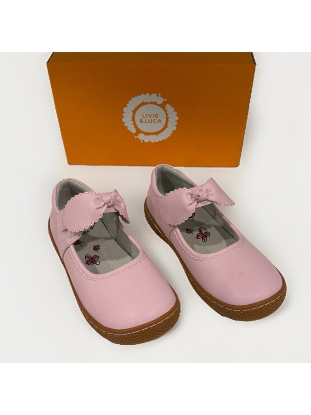 Livie & Luca Knotty Classic Mary Jane Shoes size 1Y Ballet Pink Napa Leather